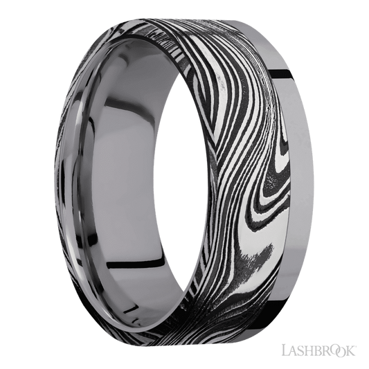 Lashbrook 8mm Flat Tantalum Wedding Band — Marble Inlay