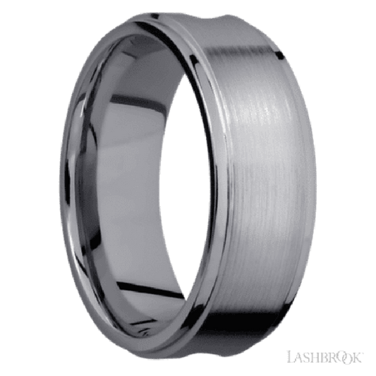 Lashbrook 8mm Flat Grooved Edges Tantalum Wedding Band — Walnut Inlay