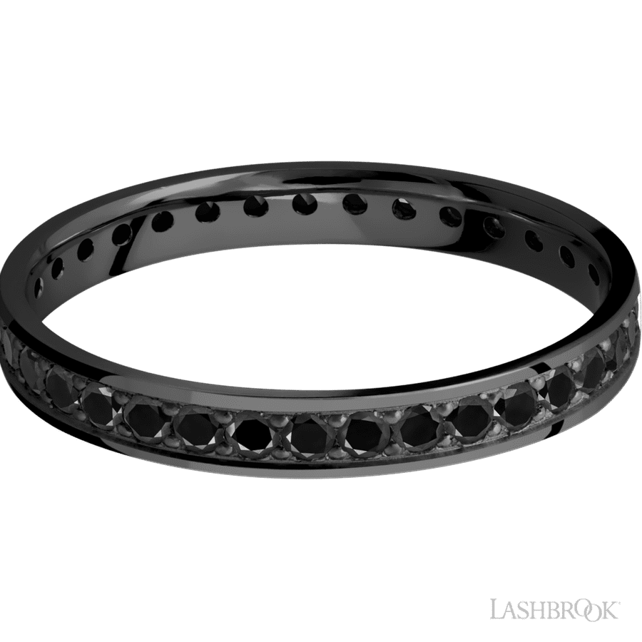 Lashbrook 3mm Flat Zirconium Wedding Band — Black Diamond Eternity