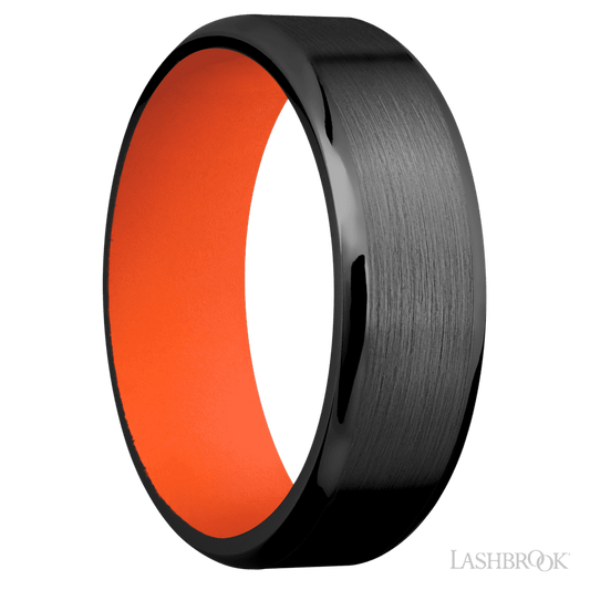Lashbrook 7mm Beveled Zirconium Wedding Band — Hunter Orange Sleeve