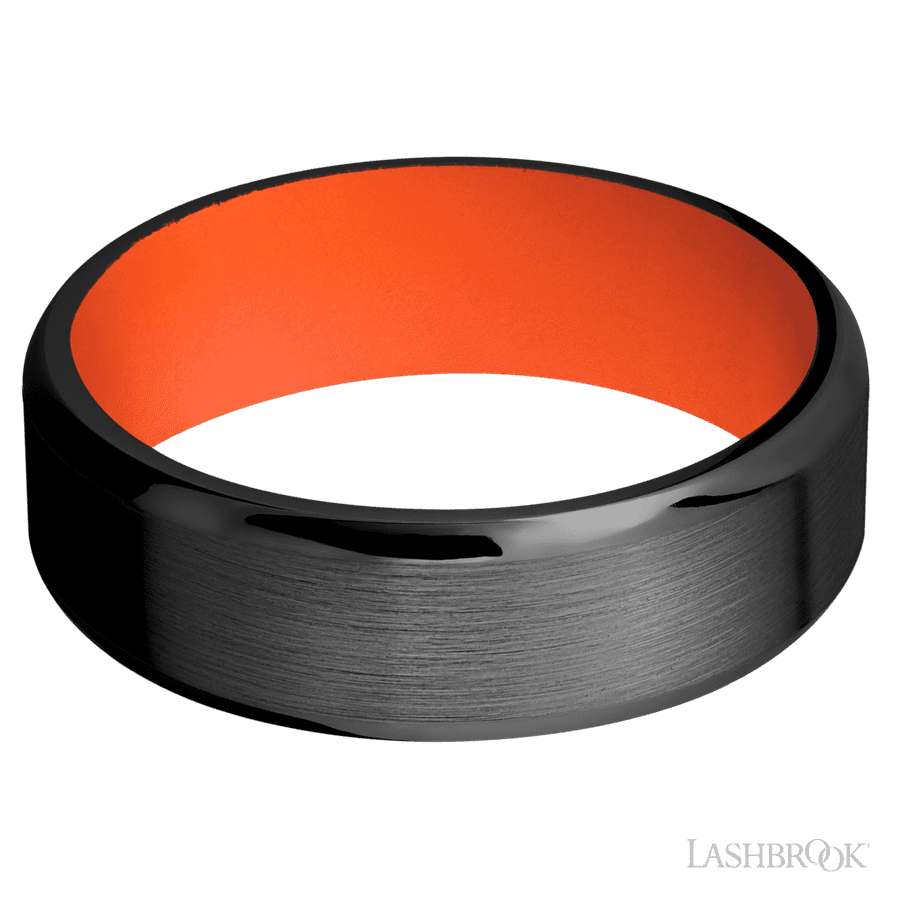 Lashbrook 7mm Beveled Zirconium Wedding Band — Hunter Orange Sleeve