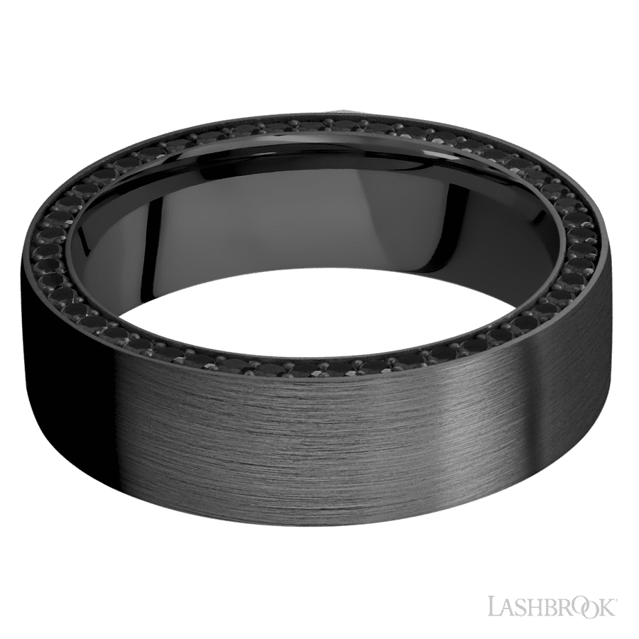 Lashbrook 7mm Flat Zirconium Wedding Band — Black Diamond Eternity