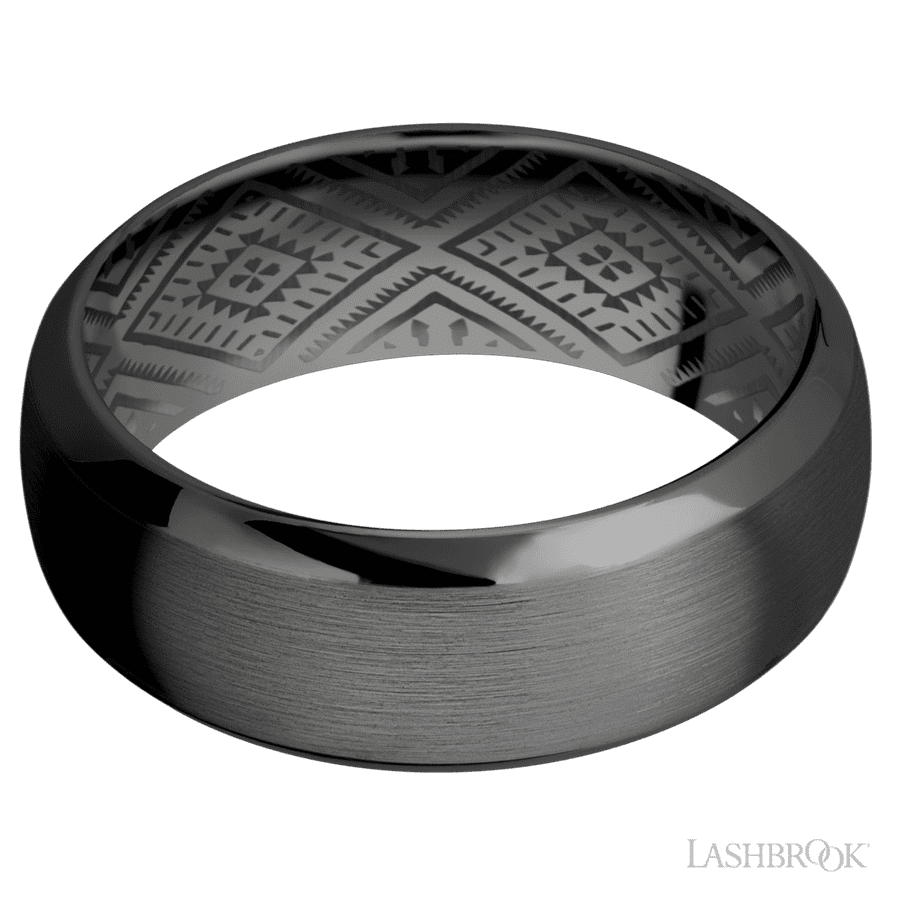 Lashbrook 8mm Domed Bevel Zirconium Wedding Band