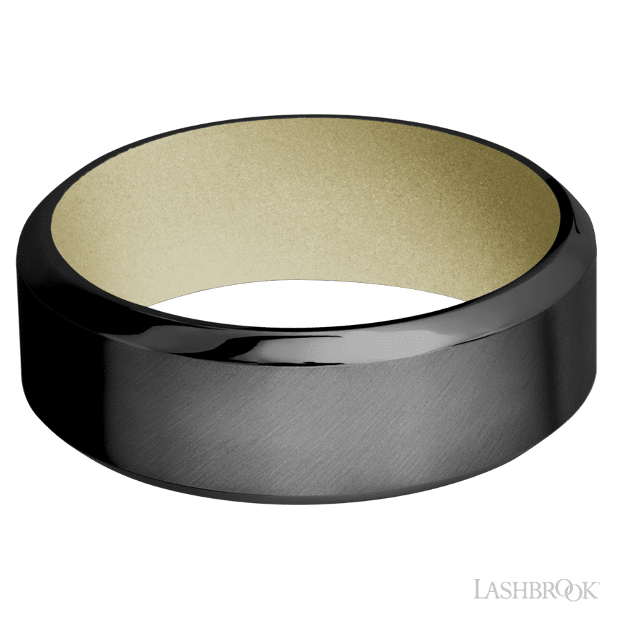 Lashbrook 8mm High Bevel Zirconium Wedding Band — Bright Nickel Sleeve