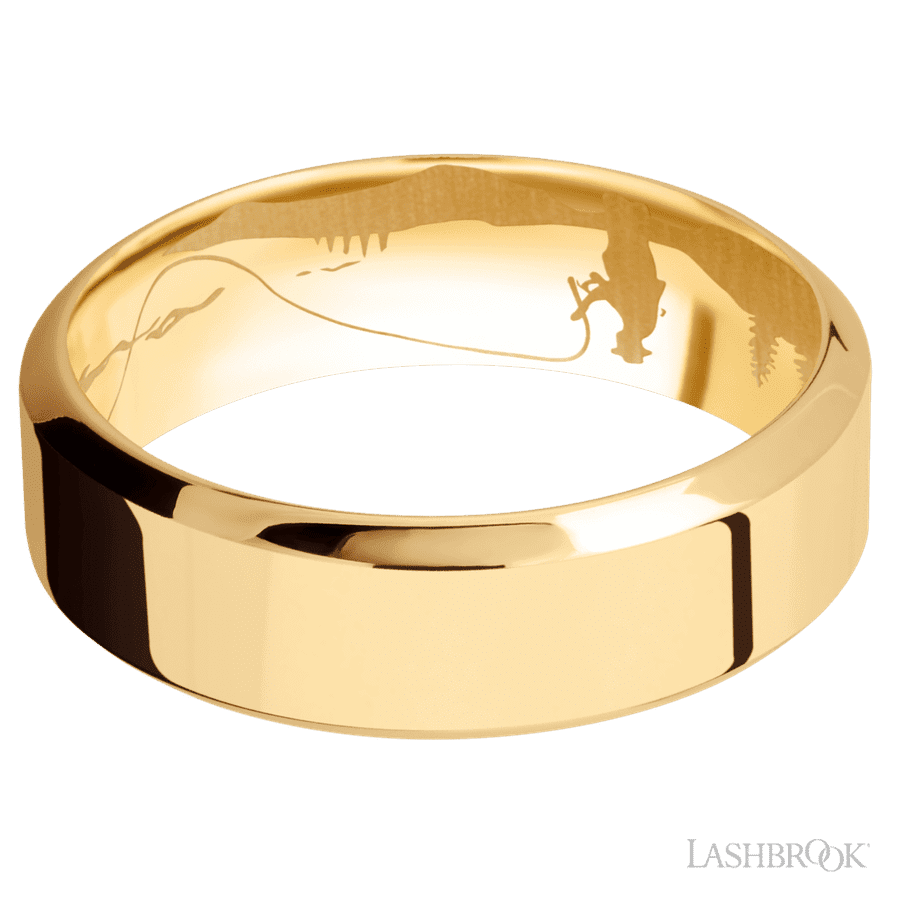 Lashbrook 7mm High Bevel 14K Yellow Gold Wedding Band