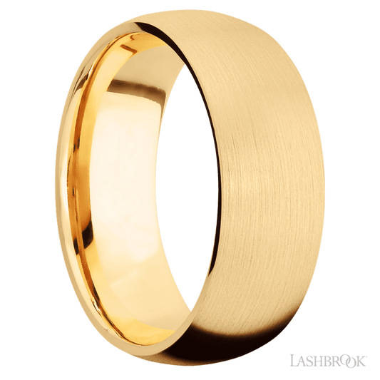 8 mm wide Domed 14K Yellow Gold band.