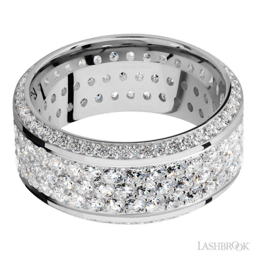Lashbrook 10mm High Bevel 14K White Gold Wedding Band — Diamond Eternity