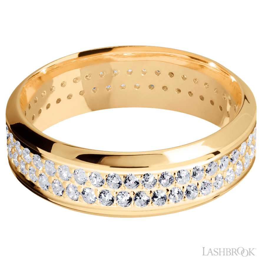 Lashbrook 7mm High Bevel 14K Yellow Gold Wedding Band — Diamond Eternity