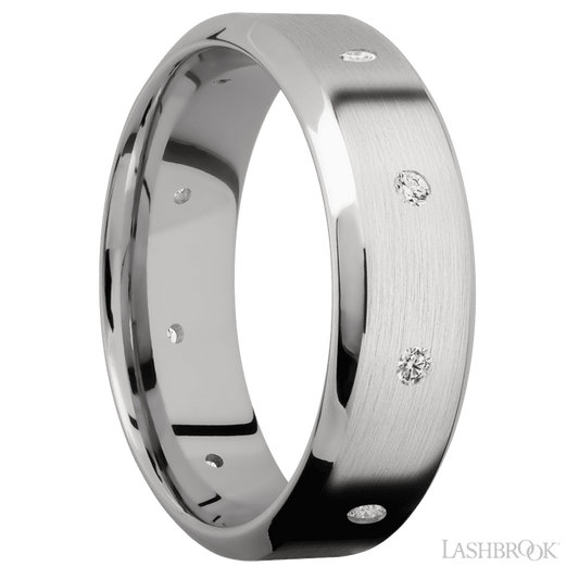 Lashbrook 7mm High Bevel 14K White Gold Wedding Band — Diamond