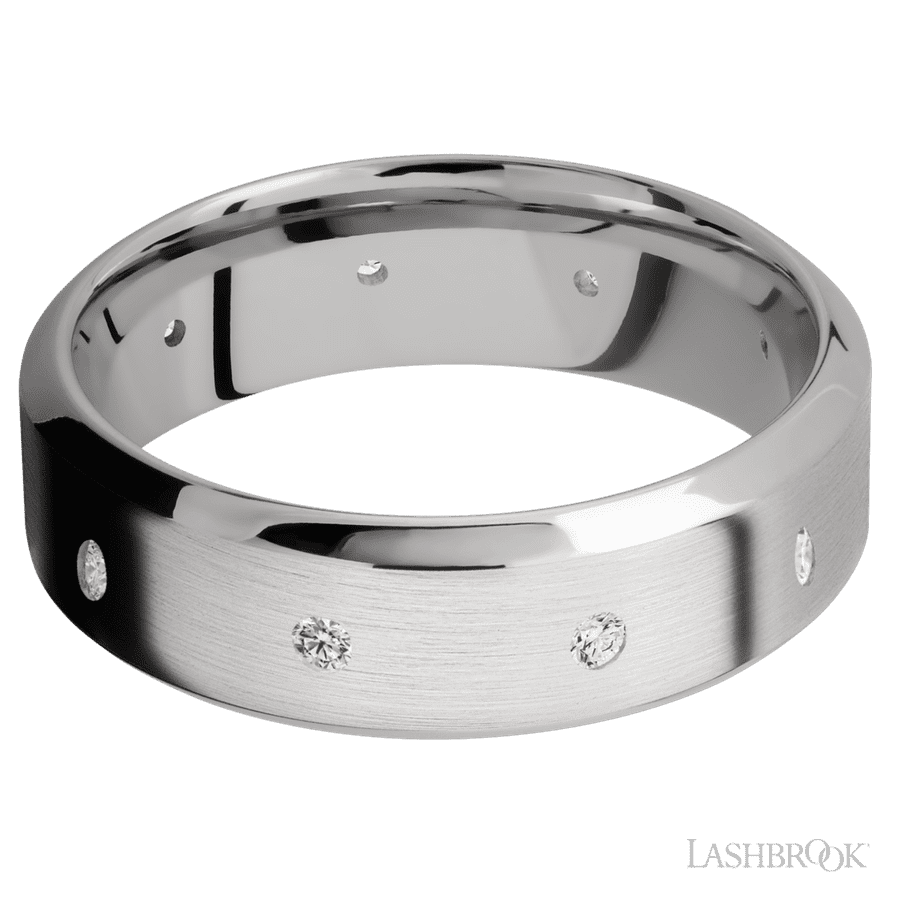 Lashbrook 7mm High Bevel 14K White Gold Wedding Band — Diamond