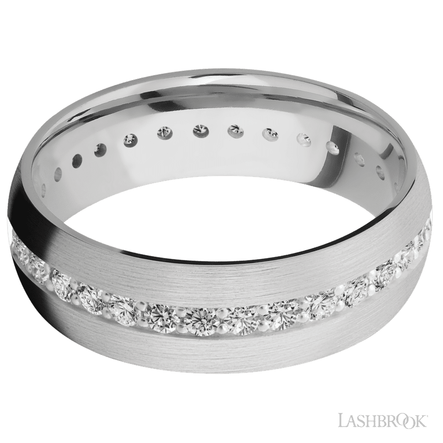 Lashbrook 7mm Domed 14K White Gold Wedding Band — Diamond Eternity