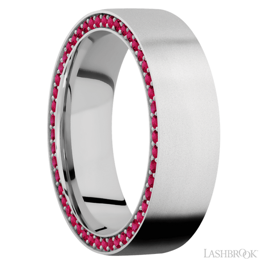 Lashbrook 7mm Flat 14K White Gold Wedding Band — Ruby Eternity