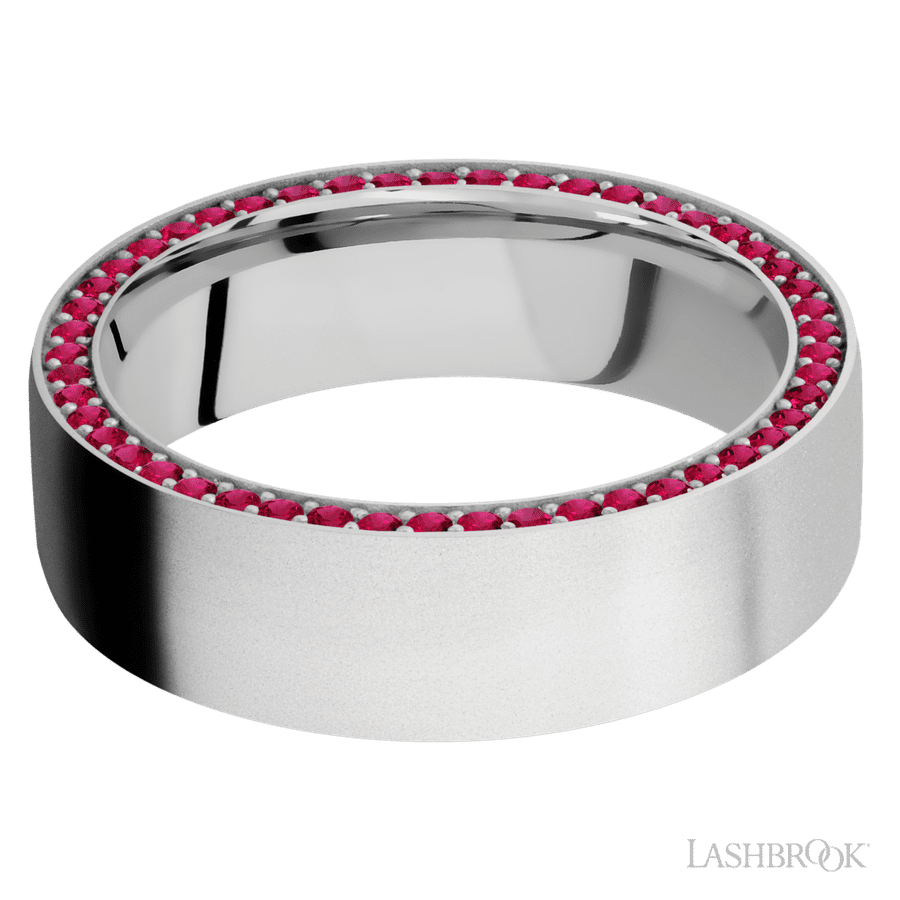 Lashbrook 7mm Flat 14K White Gold Wedding Band — Ruby Eternity