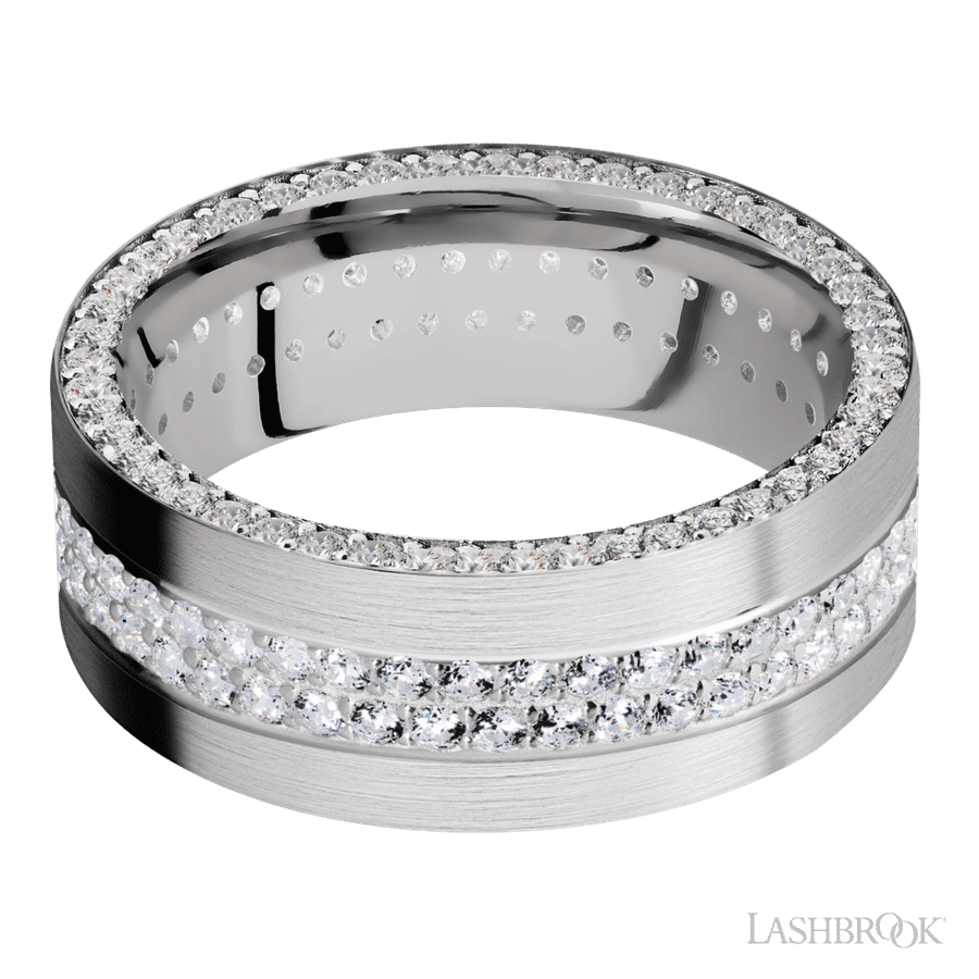 Lashbrook 8mm Flat 14K White Gold Wedding Band — Diamond Eternity