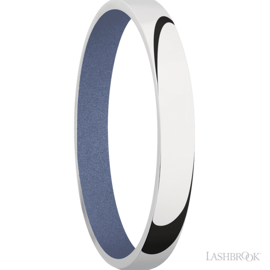 3 mm wide Domed 10K White Gold band featuring a Crushed Orchid sleeve.