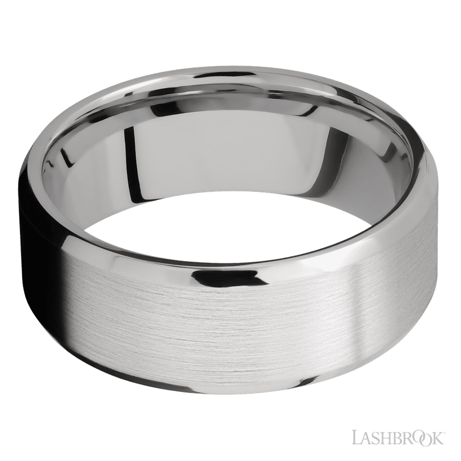 Lashbrook 8mm Beveled Cobalt Chrome Wedding Band