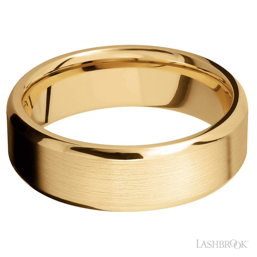 Lashbrook 7mm Beveled 10K Yellow Gold Wedding Band