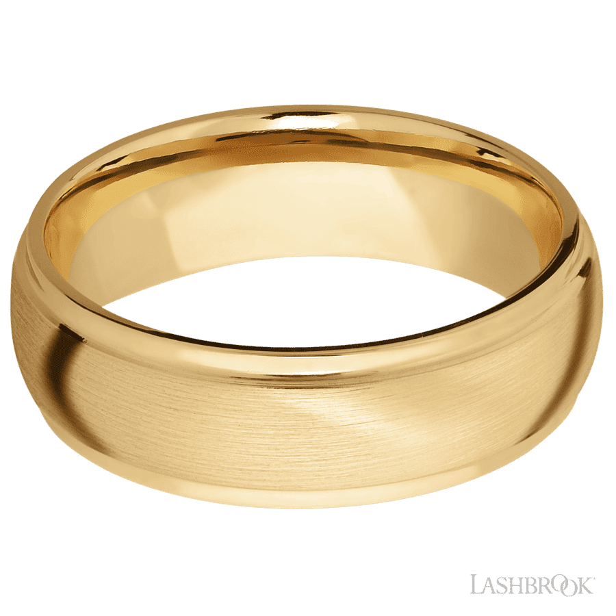 Lashbrook 7mm Domed Stepped Down Edges 10K Yellow Gold Wedding Band