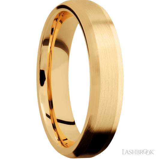5 mm wide Beveled 14K Yellow Gold band.