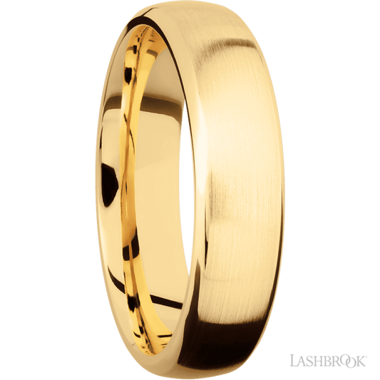 6 mm wide Domed Bevel 14K Yellow Gold band.