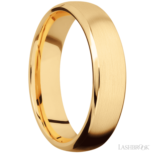 6 mm wide Domed Bevel 14K Yellow Gold band.
