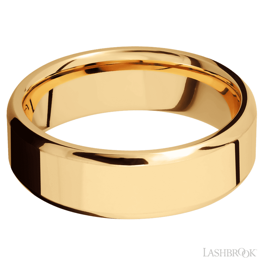 Lashbrook 7mm Beveled 14K Yellow Gold Wedding Band
