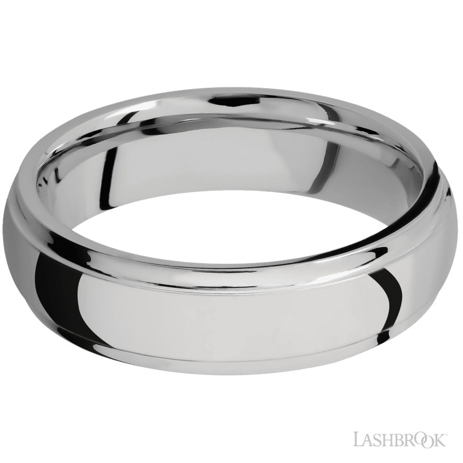 Lashbrook 6mm Domed Stepped Down Edges Titanium Wedding Band