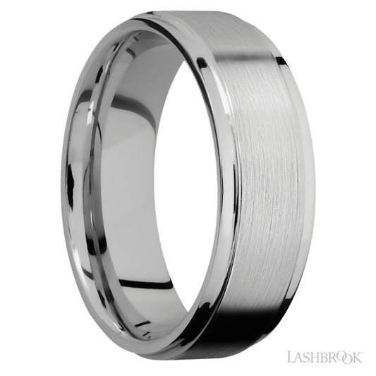 Lashbrook 7mm Flat Grooved Edges Titanium Wedding Band