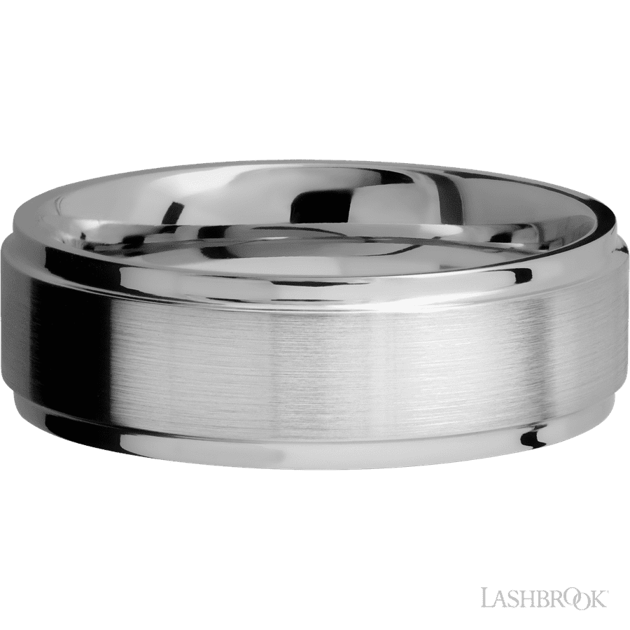 7 mm wide Flat Grooved Edges Titanium band.