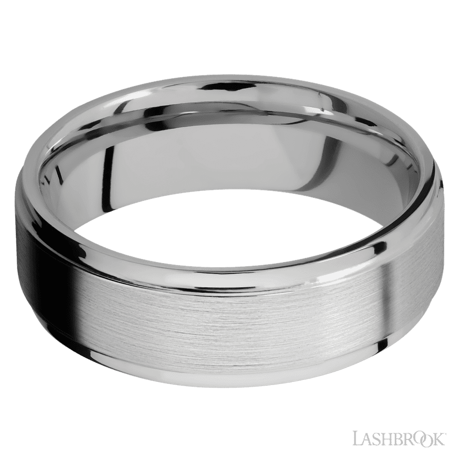 Lashbrook 7mm Flat Grooved Edges Titanium Wedding Band