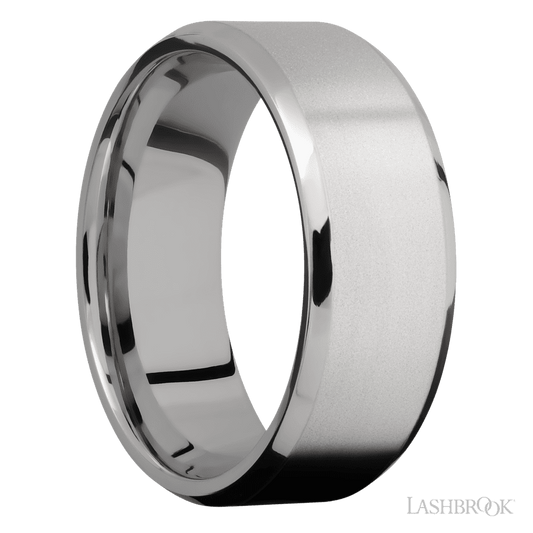 Lashbrook 8mm Beveled Titanium Wedding Band