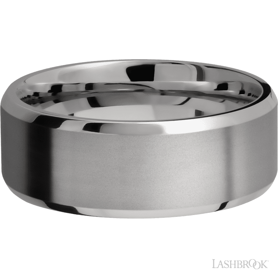Lashbrook 8mm Beveled Titanium Wedding Band