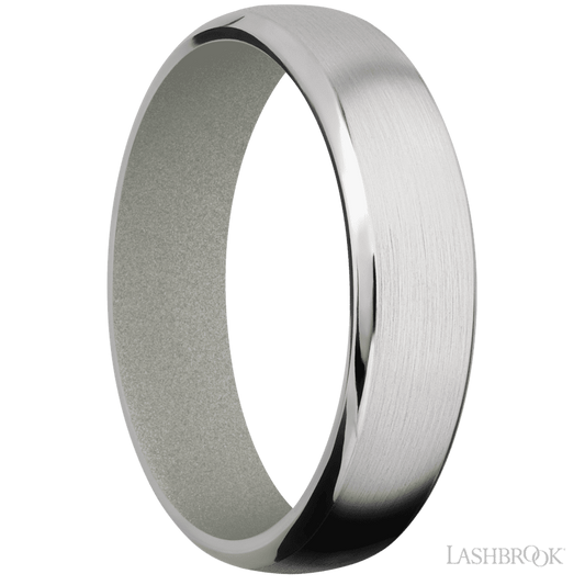 Lashbrook 6mm Domed Bevel Cobalt Chrome Wedding Band — Gun Metal Grey Sleeve