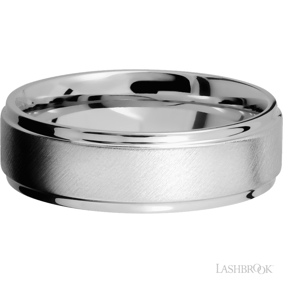 7 mm wide Flat Grooved Edges Cobalt Chrome band.