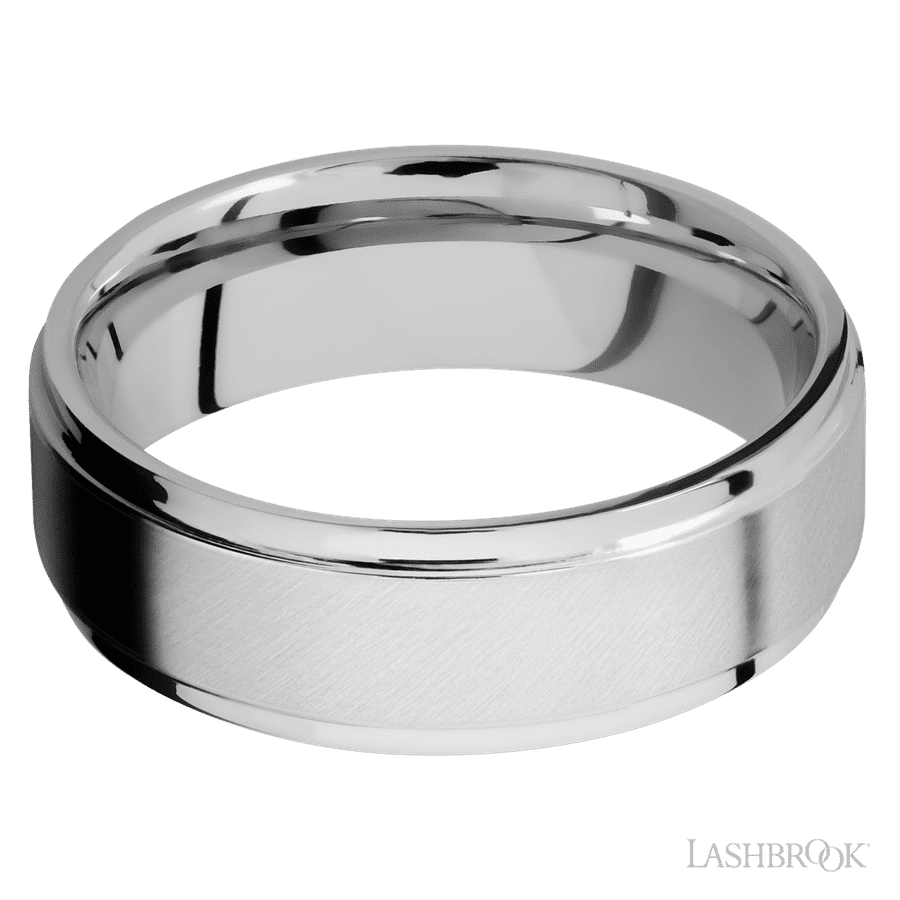 Lashbrook 7mm Flat Grooved Edges Cobalt Chrome Wedding Band