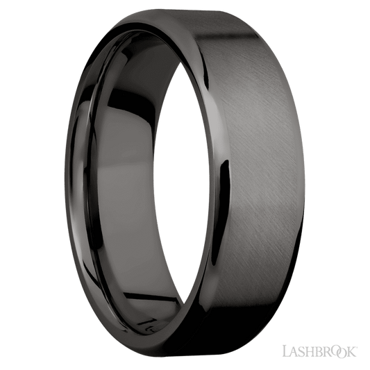Lashbrook 7mm Beveled Tantalum Noir Wedding Band