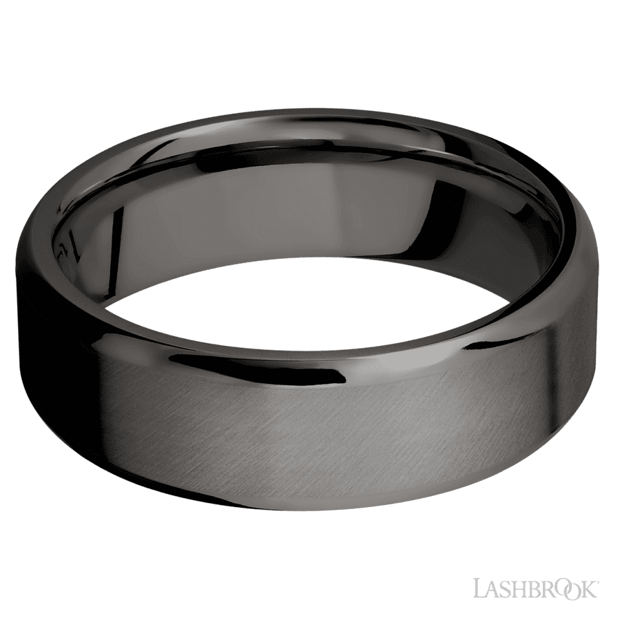 Lashbrook 7mm Beveled Tantalum Noir Wedding Band