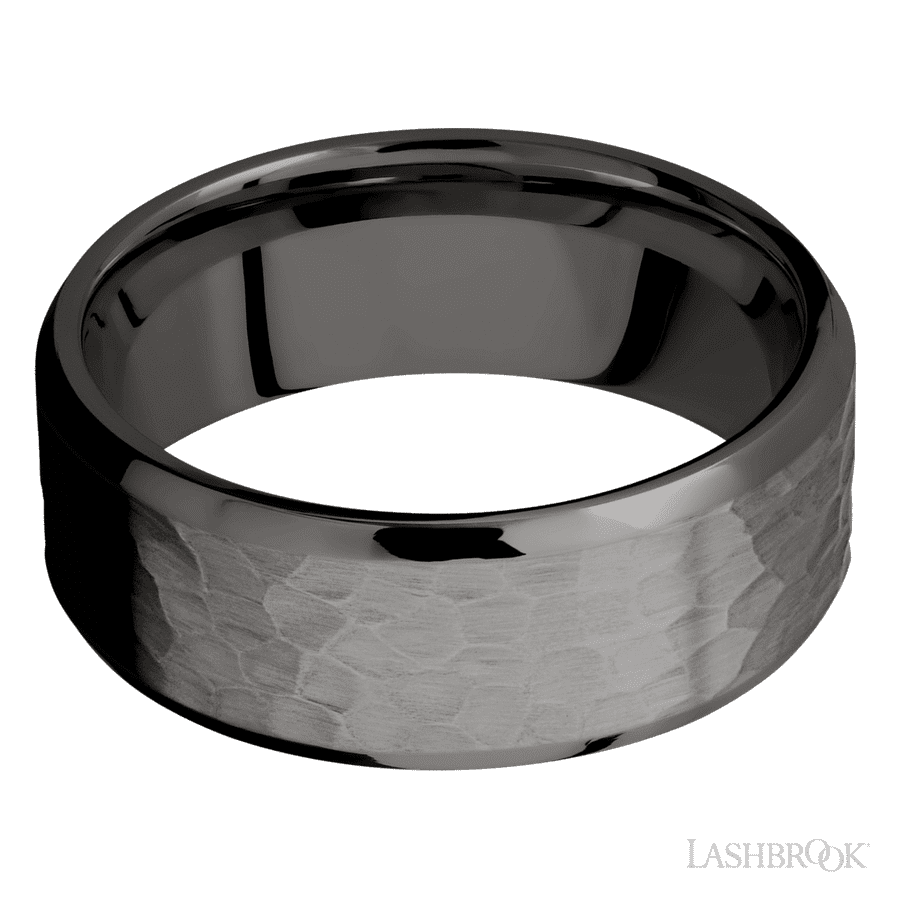 Lashbrook 8mm Beveled Tantalum Noir Wedding Band
