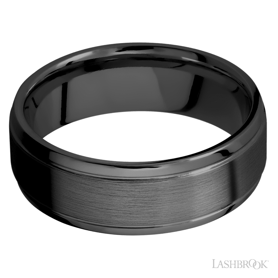 Lashbrook 7mm Stepped Bevel Zirconium Wedding Band