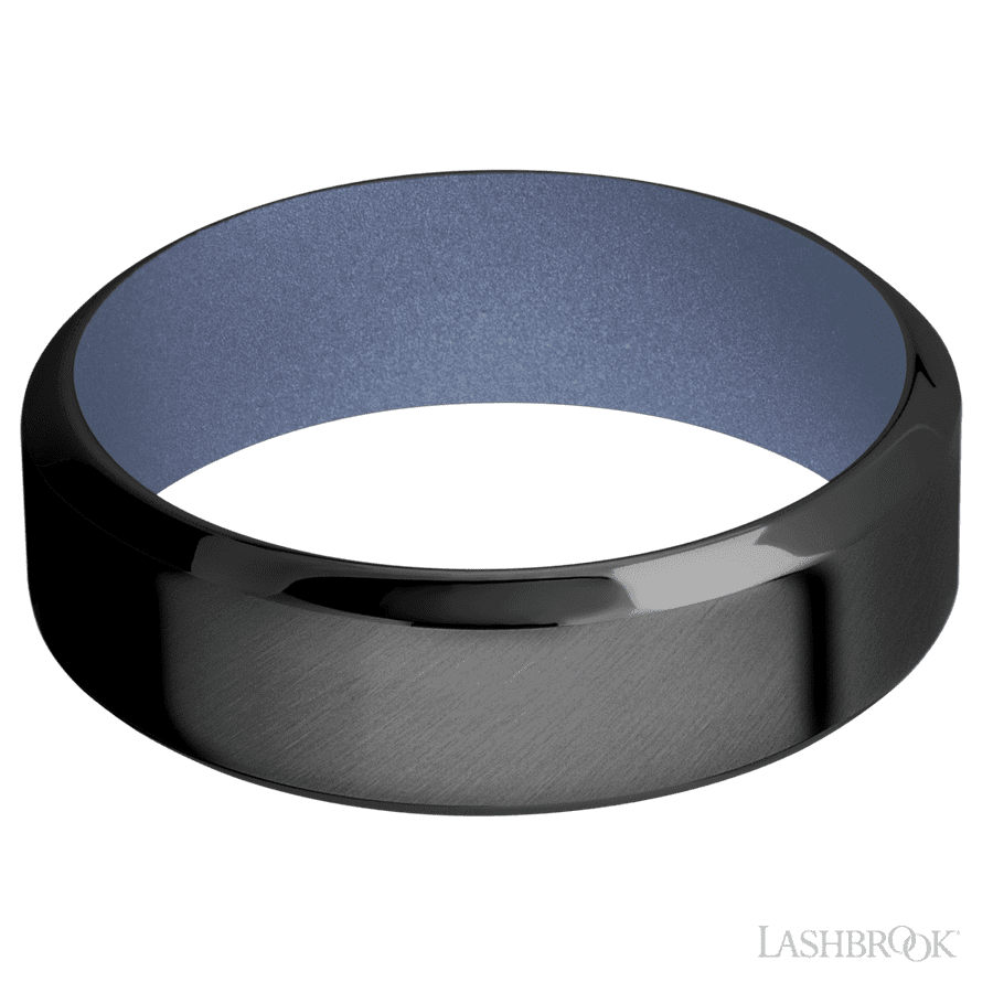 Lashbrook 7mm High Bevel Zirconium Wedding Band — Crushed Orchid Sleeve