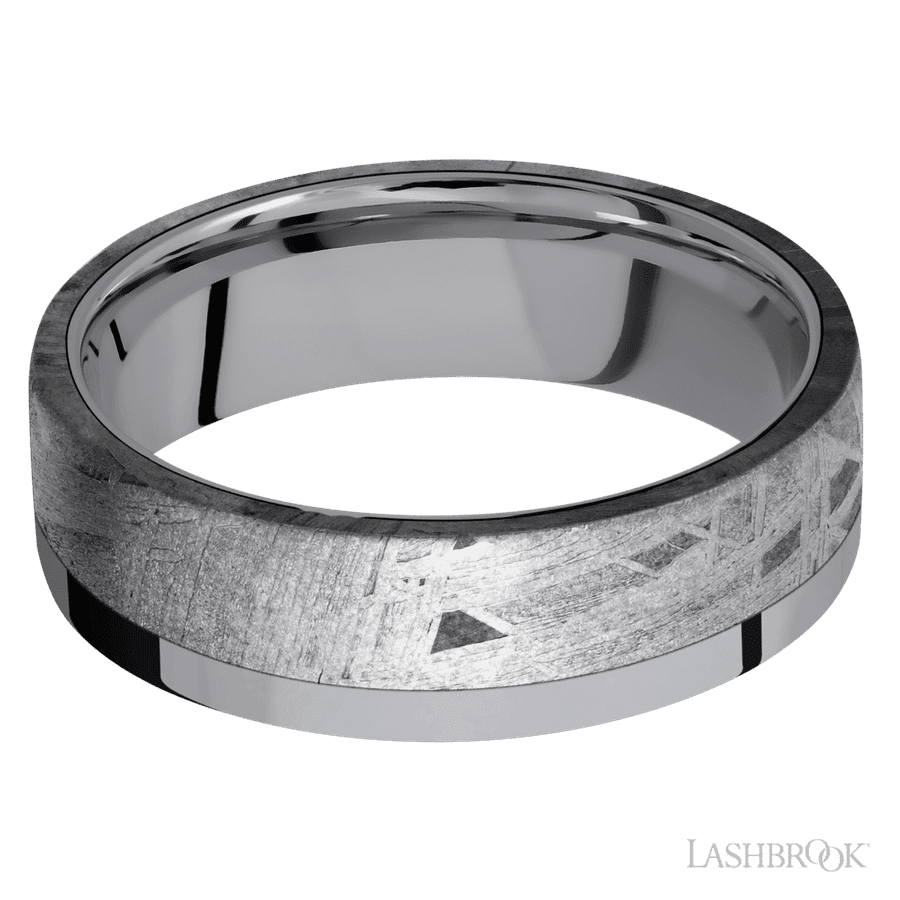 Lashbrook 7mm Flat Tantalum Wedding Band — Meteorite Inlay