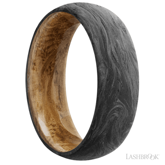 Lashbrook 7mm Domed Forged Carbon Fiber Wedding Band — Whiskey Barrel Sleeve