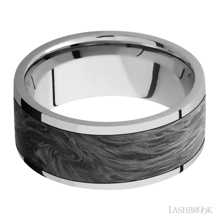 Lashbrook 9mm Flat Titanium Wedding Band — Forged Carbon Fiber Inlay