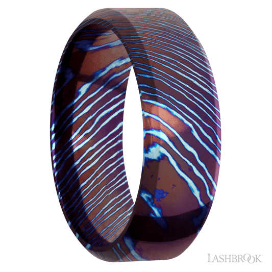 Lashbrook 8mm High Bevel Titanium Damascus Wedding Band