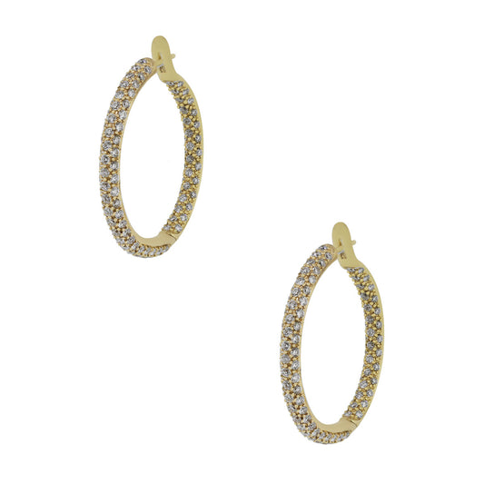 18k Yellow Gold 5.90ctw Diamond Pave Hoop Earrings