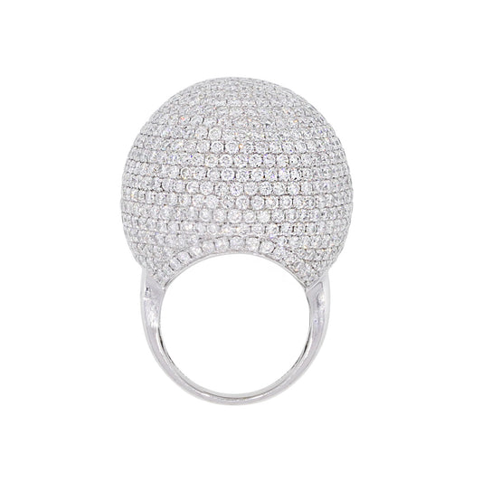 18k White Gold 13.2ctw Diamond Pave Dome Ring