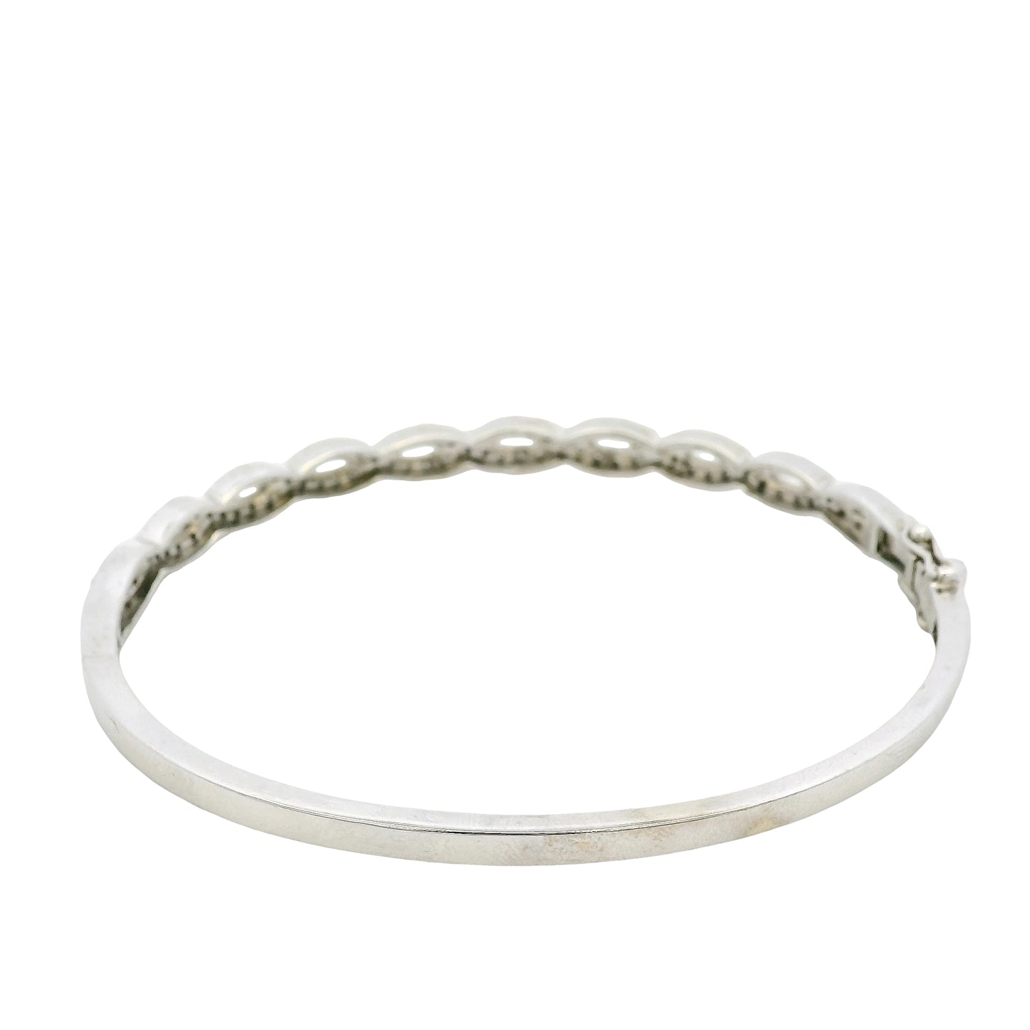 14k White Gold 0.85ctw Twisted Style Diamond Bangle