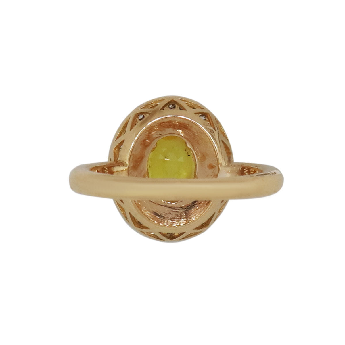 18k Rose Gold 1.46ct Oval Yellow Sapphire and 0.18ctw Diamond Ring