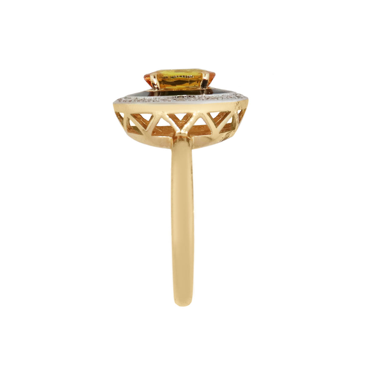 18k Rose Gold 1.46ct Oval Yellow Sapphire and 0.18ctw Diamond Ring