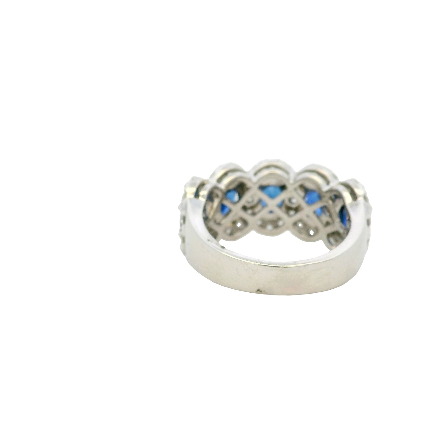 18k White Gold 3.11ctw Oval Sapphires with 1.20ctw Natural Diamonds Ring